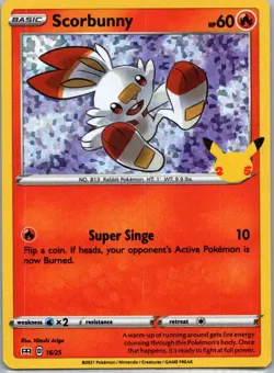 Pokemon TCG Scorbunny 16/25 McDonalds Collection 2021 Holo NM - Image 1