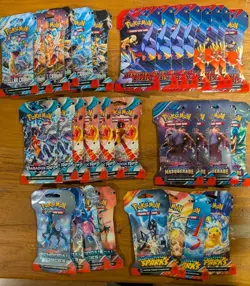 Pokemon TCG Sleeved Booster Pack lot x32 Factory Sealed Surging Destined Paradox - Image 1