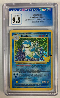 Pokemon TCG: Blastoise Holo 2/102 Celebrations Classic Base Set CGC 9.5 MINT - Image 1