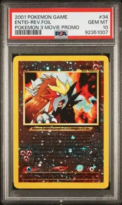 2001 POKEMON GAME MOVIE POKEMON 3 MOVIE PROMO #34 ENTEI-REVERSE FOIL PSA 10 - Image 1