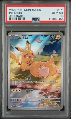 PSA 10 Gem Mint 2025 Pokemon Chinese Exclusive Pikachu Patrick AR FA 171/151 - Image 1