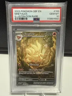 2023 POKEMON OBF EN-OBSIDIAN FLAMES ILLUSTRATION RARE #199 NINETALES PSA 10 - Image 1