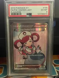 PSA 6 2014 POKEMON XY FLASHFIRE #105 FA/P.M. CENTER LADY FLASHFIRE - Image 1