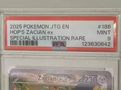 2025 POKEMON JOURNEY TOGETHER SPECIAL ILLUSTRATION RARE HOP'S ZACIAN EX PSA 9 - Image 3