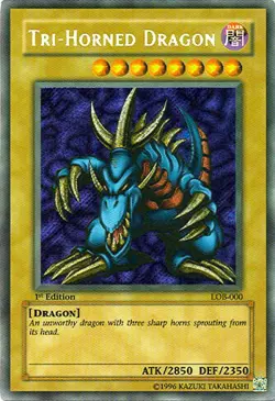 Tri-Horned Dragon [LOB-000] Secret Rare Moderately Played Unlimited - Image 1