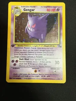 Pokemon 1st First Edition Gengar 5/62 Fossil Set Card Holo Holographic 1999 WOTC - Image 3