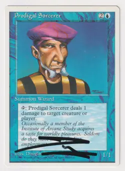 Signed Prodigal Sorcerer LP 4th Edition Artist Douglas Shuler 1995 MTG Magic EDH - Image 1
