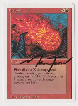 Signed Fireball MP Revised Edition Artist Mark Tedin 1994 WOTC MTG Magic Vintage - Image 1