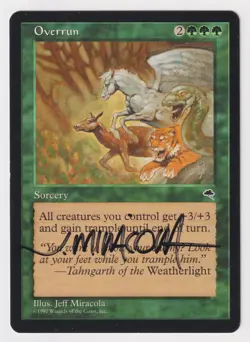 Signed Overrun MP Tempest Artist Jeff Miracola 1997 WOTC MTG Magic Vintage Green - Image 1