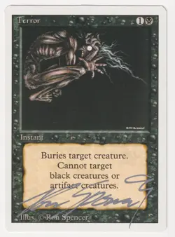 Silver Signed Terror MP Revised Edition Artist Ron Spencer 1994 WOTC MTG Magic! - Image 1