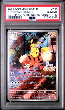 2023 POKEMON JPN SV-P PROMO #098 DETECTIVE PIKACHU PSA 10 - Image 1