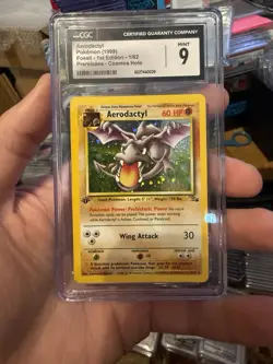 1st Edition Aerodactyl 1/62 Prerelease Fossil Holo Pokemon [CGC 9] *slab Scuff* - Image 1