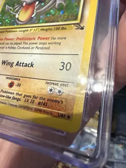 1st Edition Aerodactyl 1/62 Prerelease Fossil Holo Pokemon [CGC 9] *slab Scuff* - Image 4