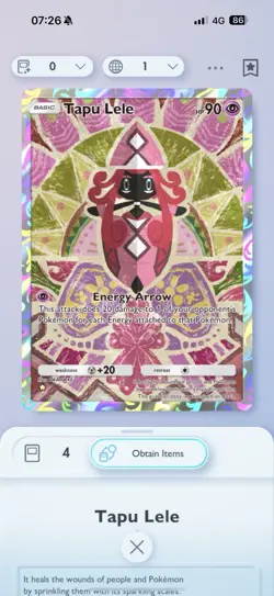 Pokemon TCG Pocket Singles. Digital Trade. Tapu Lele One Star - Image 1