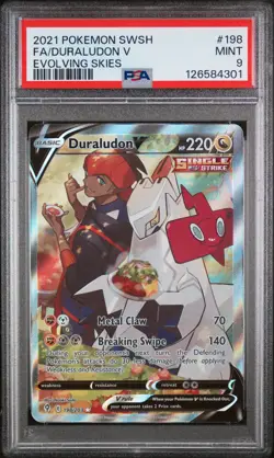 2021 POKEMON SWORD & SHIELD EVOLVING SKIES #198 FA/DURALUDON V PSA 9 MINT - Image 1