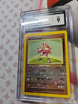 RARE SWIRL! Pokemon TCG ~ Best of Game Promo ~ Winner ~ Hitmonchan #2 ~ CGC 9 - Image 2