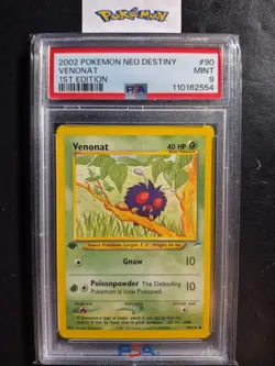 First Edition 2002 Pokemon Neo Destiny 90/105 Venonat PSA Mint 9 - Image 1