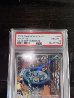 2024 POKEMON SCR EN-STELLAR CROWN ILLUSTRATION RARE #148 SQUIRTLE PSA 10 - Image 2