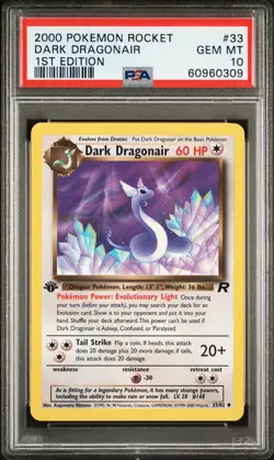 2000 POKEMON ROCKET 1ST ED #33 DARK DRAGONAIR PSA 10 - Image 1