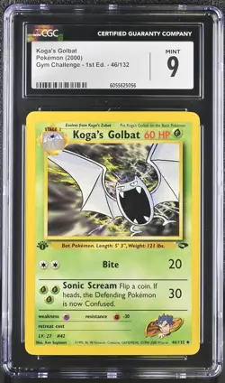 CGC 9 MINT Koga's Golbat Gym Challenge 1st Edition 46/132 Pokemon Card - Image 1