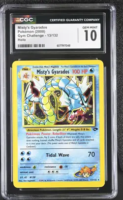 CGC 10 GEM MINT Misty's Gyarados 2000 Gym Challenge 13/132 Holo Pokemon Card - Image 1