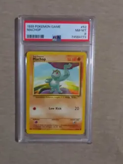 Machop Base Set Regular Card 052/102 PSA 8 Pokemon TCG Card WOTC Vintage - Image 1