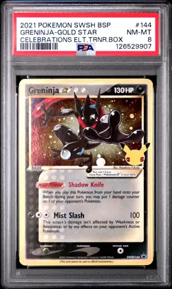 2021 POKEMON SWSH BLACK STAR PROMO #144 GRENINJA-GOLD STAR PSA 8 - Image 1