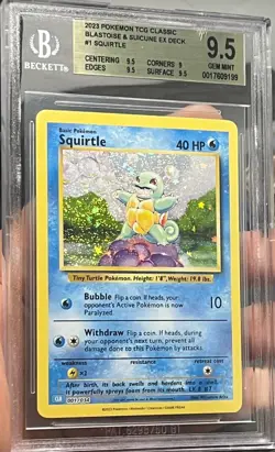 Squirtle 2023 Pokemon TCG Classic Blastoise & Suicune ex Deck 001 BGS 9.5 - Image 1