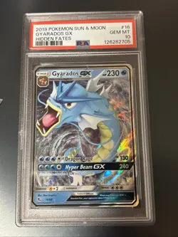 PSA 10 GEM MT Pokemon Gyarados GX 16/68 Sun & Moon Hidden Fates Full Art Holo - Image 1