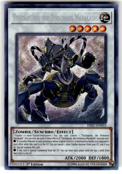 Yugioh Tsuchigumo, the Poisonous Mayakashi HISU-EN033 Secret Rare 1st Ed NM - Image 1