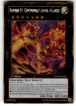 Yugioh Number C6: Chronomaly Chaos Atlandis PGLD-EN018 Gold Secret Rare 1st NM - Image 1