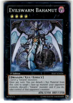 Yugioh-Evilswarm Bahamut-Secret Rare-1st Edition-HA07 EN024 (NM) - Image 1