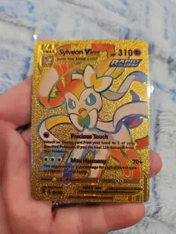 Sylveon Vmax Rainbow Gold Foil Fan Art Vinyl Textured Collector Pokemon Card - Image 1