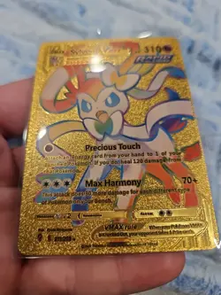 Sylveon Vmax Rainbow Gold Foil Fan Art Vinyl Textured Collector Pokemon Card - Image 3