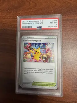 PSA 8 2022 Celebration Fanfare 374/S-P Championship Promo Pokemon Indonesian - Image 1