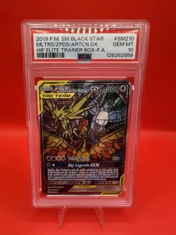 2019 Pokemon Moltres & Zapdos & Articuno GX SM Black Star Promo #SM210 PSA 10 - Image 1