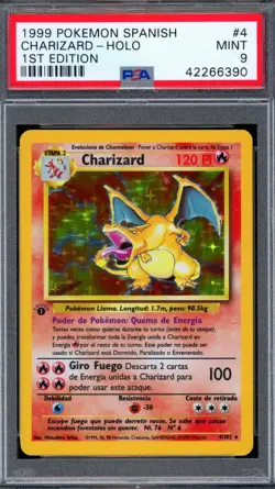 PSA 9 Pokemon 1999 Spanish Base Set 1st Edition Charizard Holo #4 - Image 1