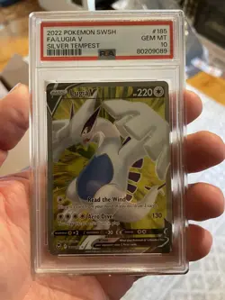 2022 POKEMON SWORD & SHIELD SILVER TEMPEST #185 FULL ART/LUGIA V PSA 10 - Image 1