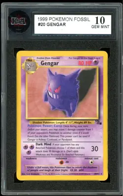 1999 Pokemon Fossil #20 Gengar Non-Holo KSA 10 Gem Mint - Image 1