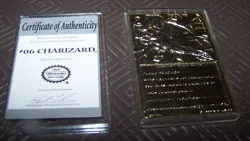 POKEMON 23k GOLD PLATED COLLECTORS CARD 06 CHARIZARD IN CASE & CERTIFICATE 1999 - Image 1