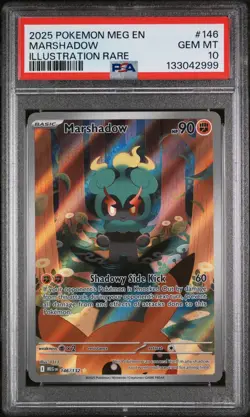 2025 POKEMON MEG EN-MEGA EVOLUTION ILLUSTRATION RARE #146 MARSHADOW PSA 10 - Image 1