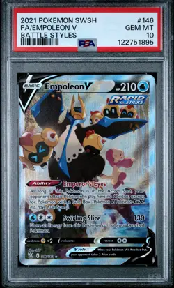 2021 POKEMON SWORD & SHIELD BATTLE STYLES #146 FULL ART/EMPOLEON V PSA 10 - Image 1