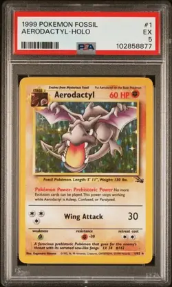 1999 Pokemon Fossil #1 Aerodactyl-Holo PSA 5 EX 1/62 - Image 1