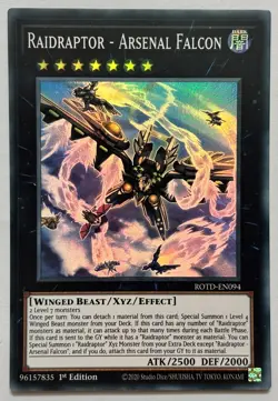 ROTD-EN094 Raidraptor - Arsenal Falcon - Super Rare 1st Edition Near Mint YuGiOh - Image 1