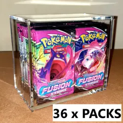 [36 Packs] Fusion Strike Booster Packs + Acrylic Box Case Pokemon Card | SEALED - Image 1