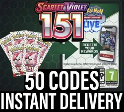 50x 151 Codes Booster Pokemon TCG Live Pack-INSTANT DELIVERY - Image 1