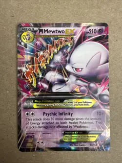 Pokemon M Mega Mewtwo EX Ultra Rare Holo TCG Card 64/162 XY Breakthrough - Image 1