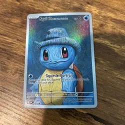 Squirtle With Grey Felt Hat Pokemon ACG Card Holo Foil Art Anime Van Gogh Cute - Image 1