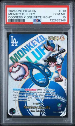 PSA 10 GEM MINT One Piece Los Angeles Dodgers Monkey D. Luffy Promo Card English - Image 1