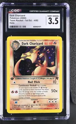 CGC 3.5 Dark Charizard 2000 Team Rocket 1st Edition 4/82 Holo Pokemon Card - Image 1